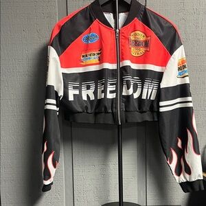 SHEIN Red and Black Utility Jacket